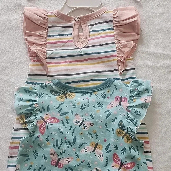 Honest Baby 2-Pack Rompers, Pink/ Blue/Stripes, 3-6 Mos, NWT - Picture 5 of 13